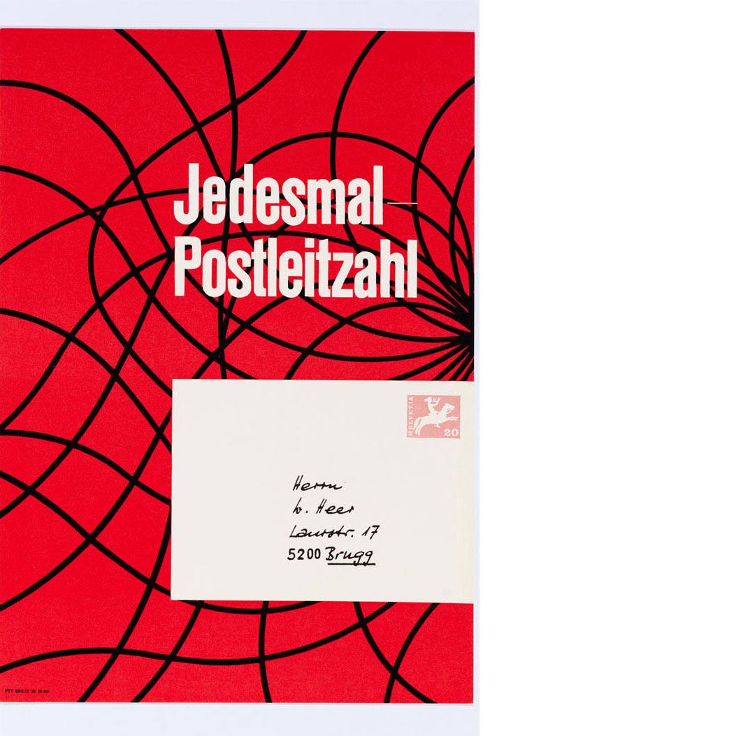 Affiche Poste avec le slogan «Chaque fois – numéro postal d’acheminement», 1965. Source: musée de la communication