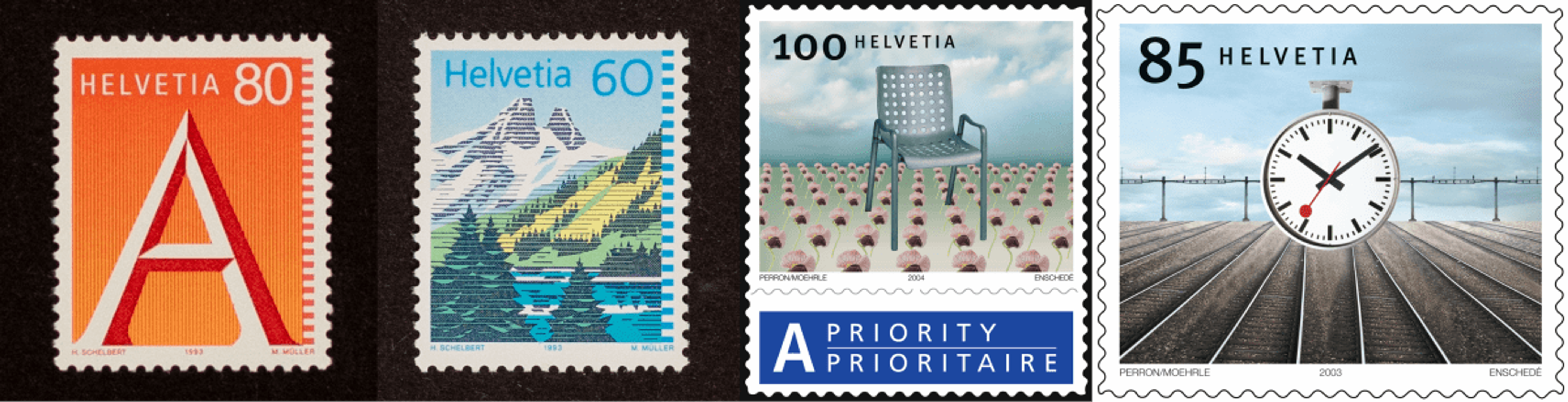 Quatre timbres différents pour le Courrier A et B
