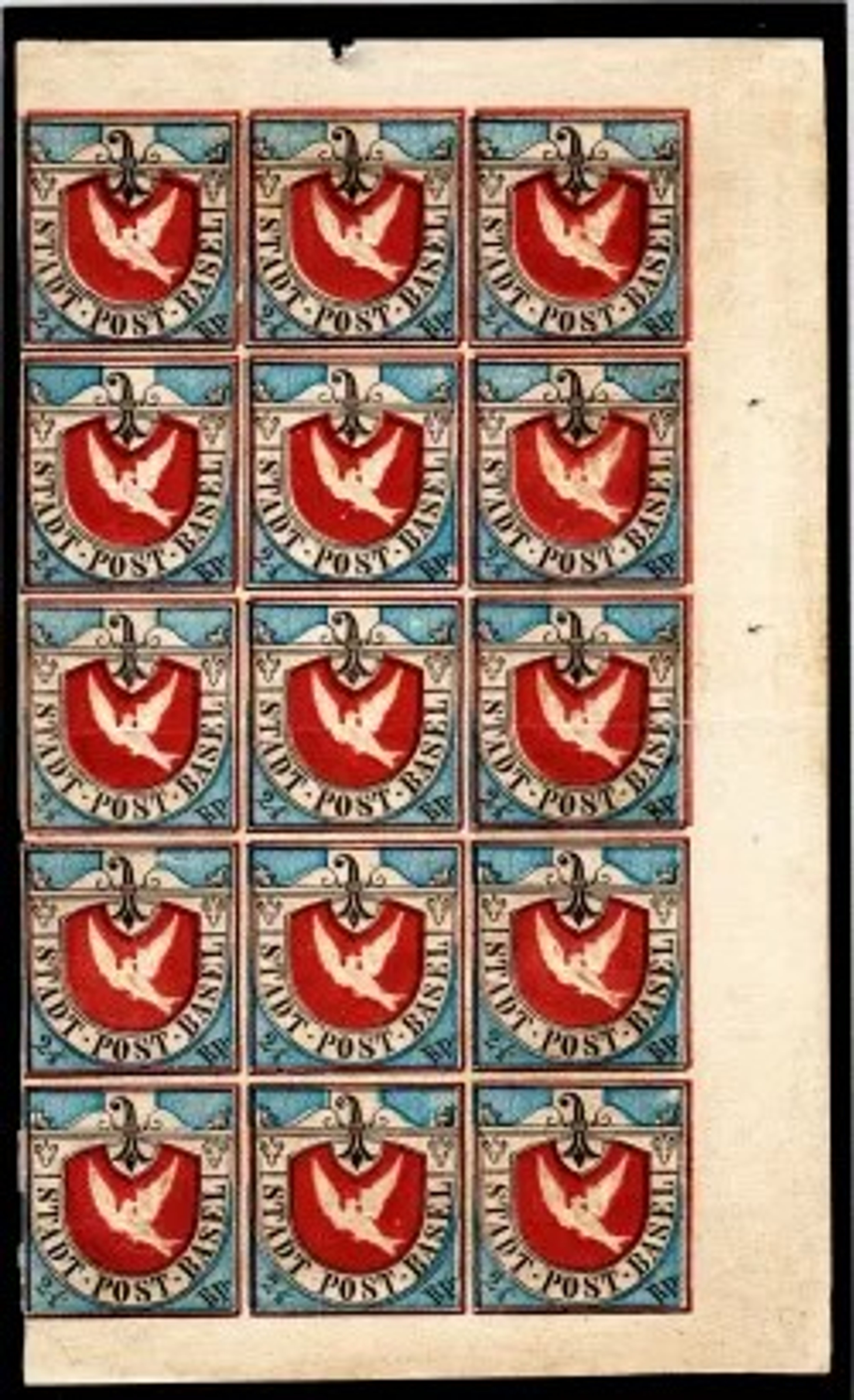 Basler Taube 15er Block. Wert: 1 Million CHF Foto: Museum für Kommunikation