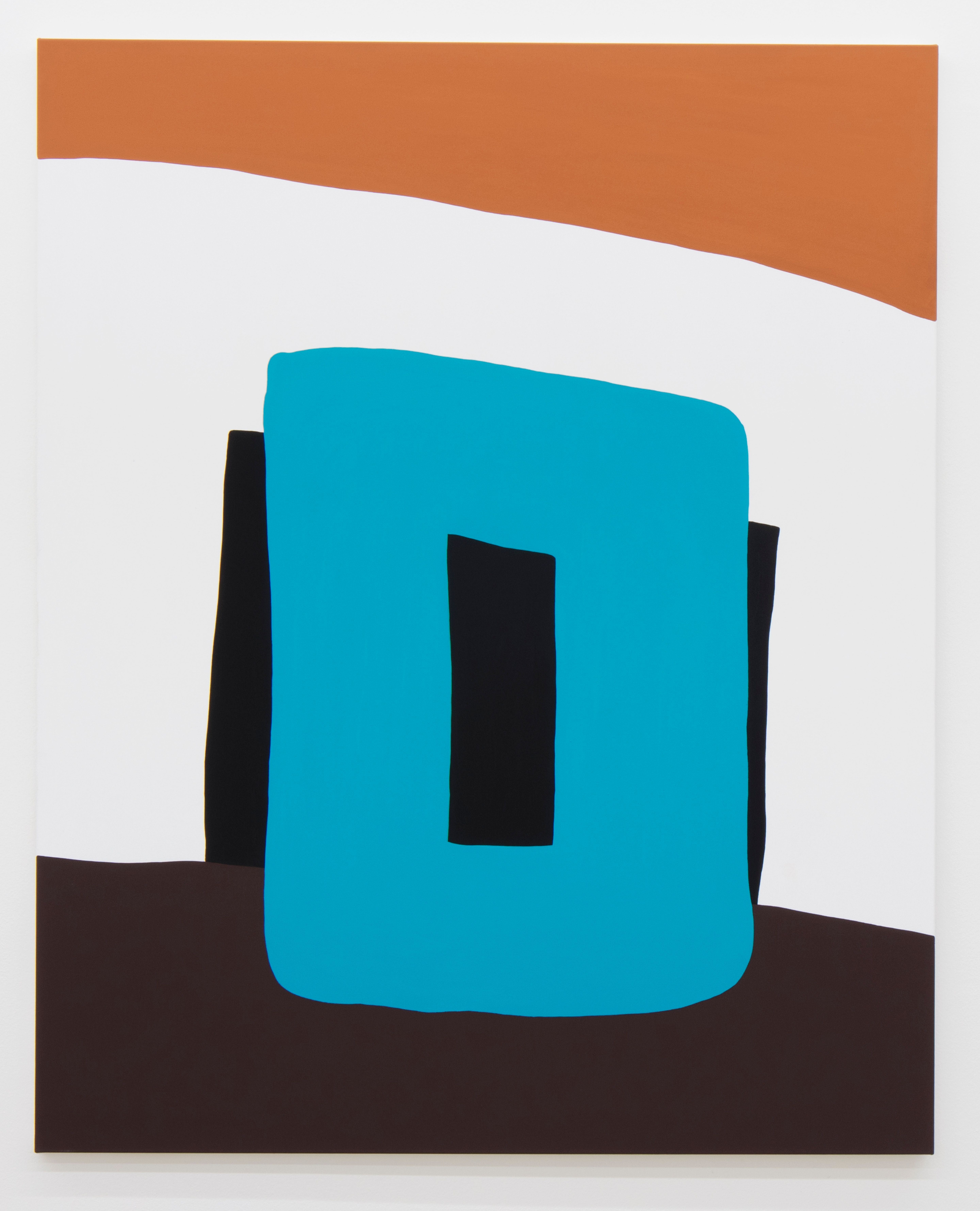 Opere d’arte astratte con forme geometriche in turchese, bianco, nero, marrone e arancione.
